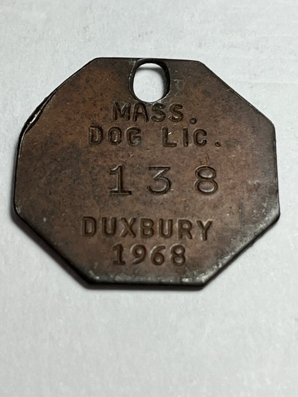 Vintage Duxbury Mass. Dog License 1968